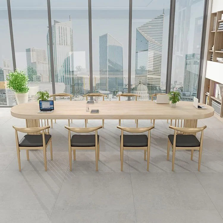 Bureau de style contemporain Bureau ovale en bois massif pour réunion Clearhalo