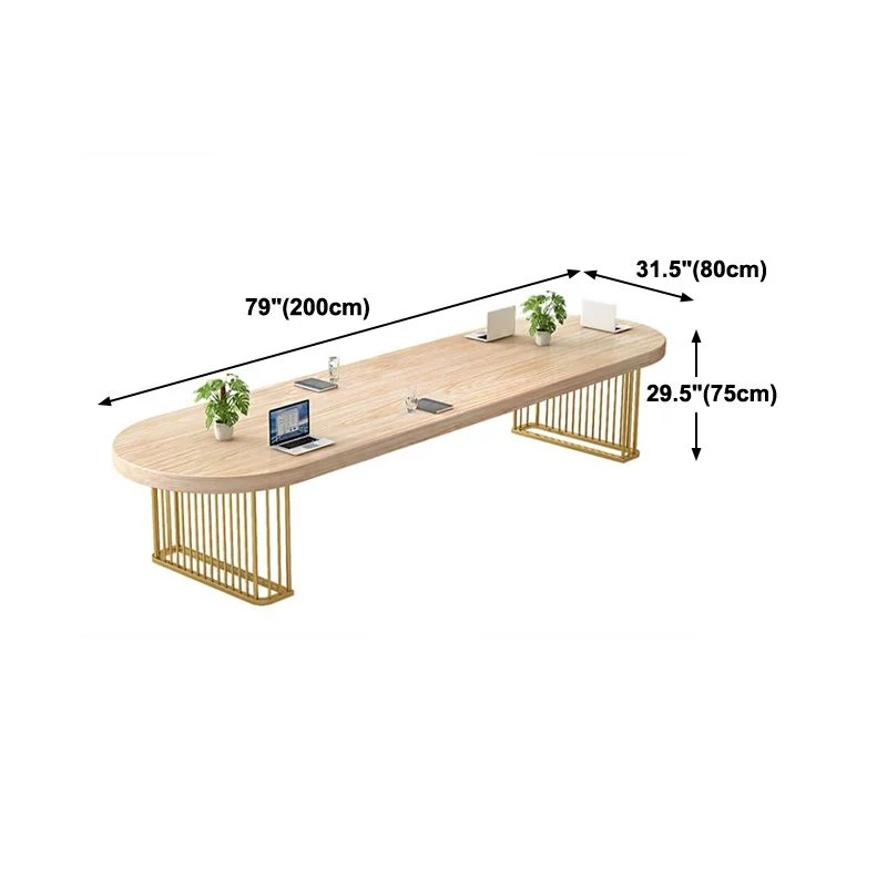 Bureau de style contemporain Bureau ovale en bois massif pour réunion Clearhalo
