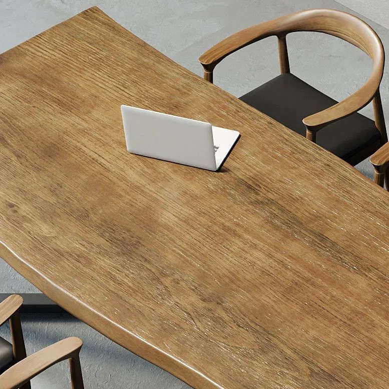 Bureau de style contemporain Bureau de réunion irrégulier en bois massif Clearhalo
