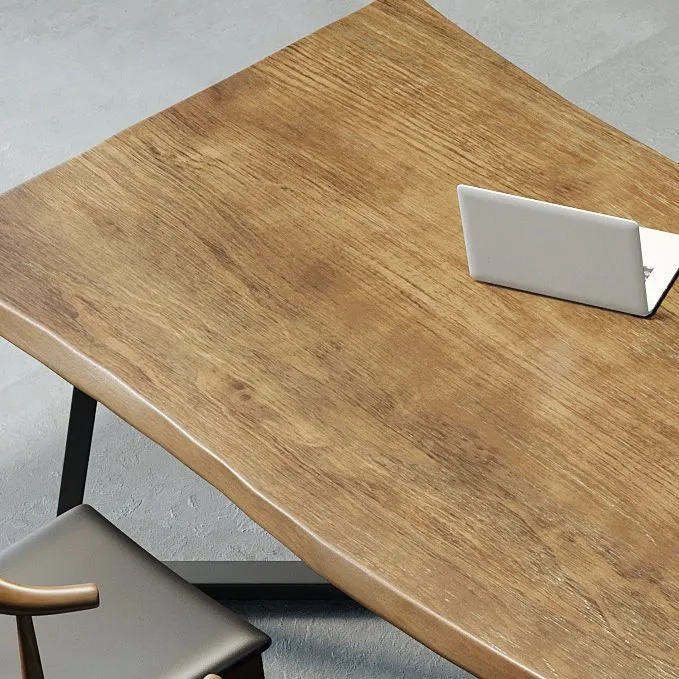 Bureau de style contemporain Bureau de réunion irrégulier en bois massif Clearhalo