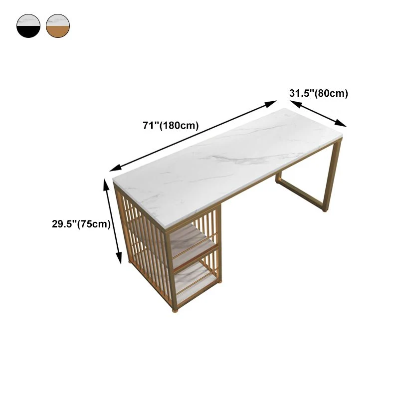 Bureau de style Glam Bureau rectangulaire en marbre avec base en métal Clearhalo