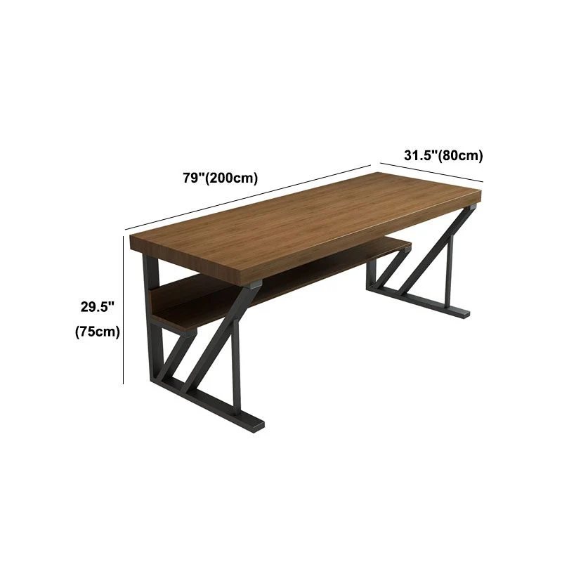 Bureau de style industriel Bureau d'écriture rectangulaire en bois pour la maison Clearhalo