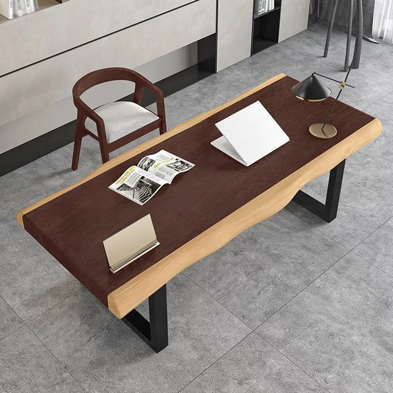 Bureau de style moderne Bureau en bois massif avec base en métal Clearhalo
