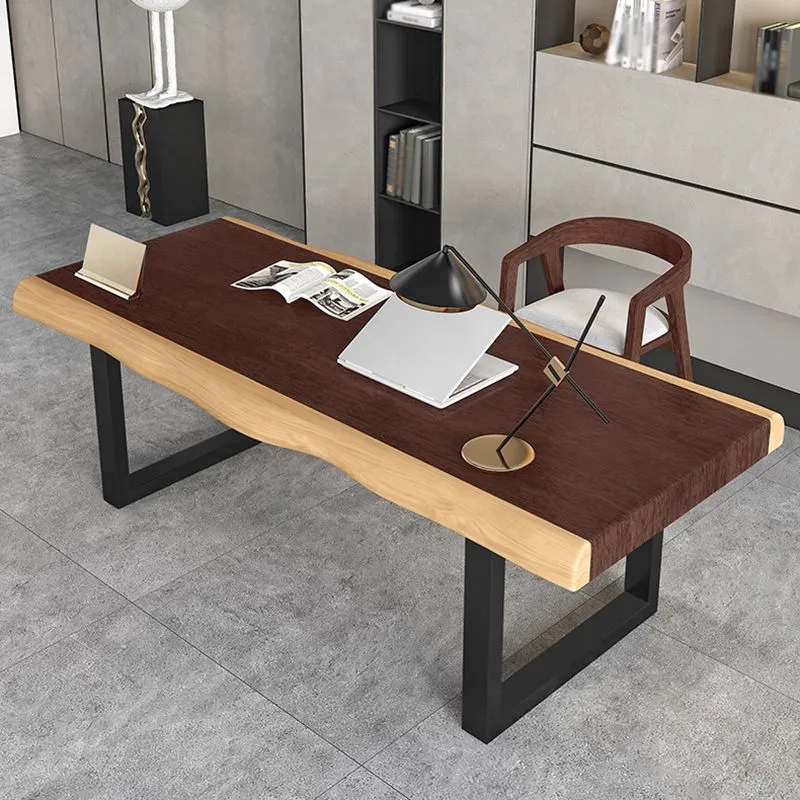 Bureau de style moderne Bureau en bois massif avec base en métal Clearhalo