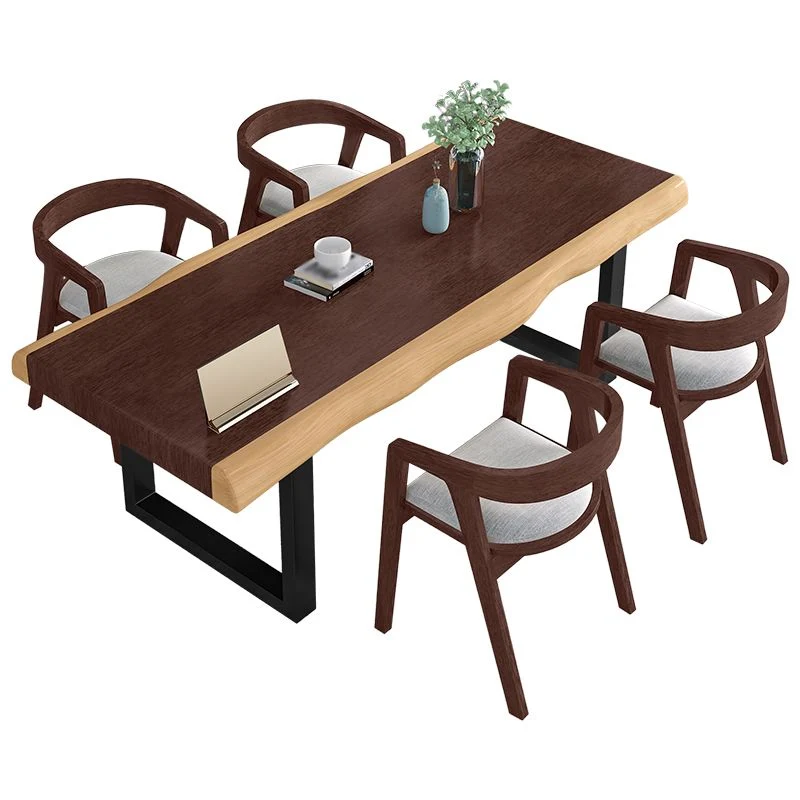 Bureau de style moderne Bureau en bois massif avec base en métal Clearhalo