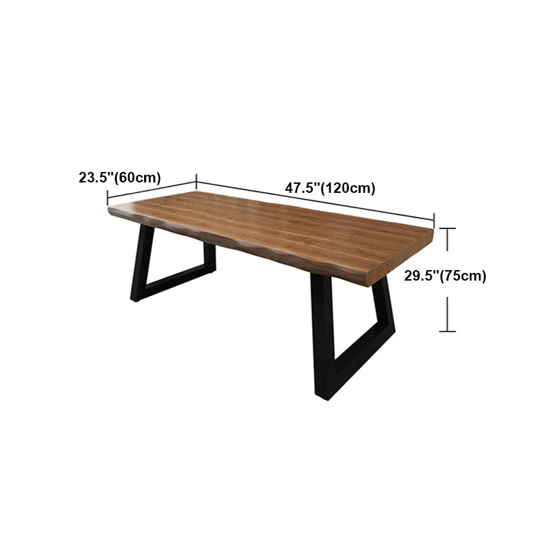 Bureau de style moderne Bureau d'écriture irrégulier en bois massif marron Clearhalo