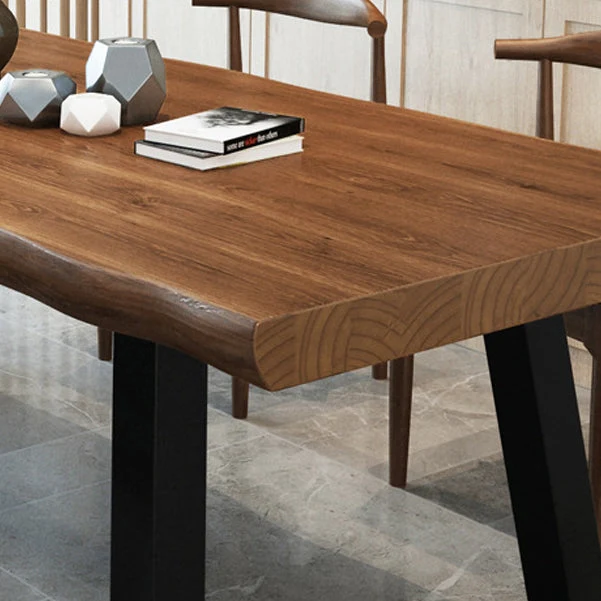 Bureau de style moderne Bureau d'écriture irrégulier en bois massif marron Clearhalo