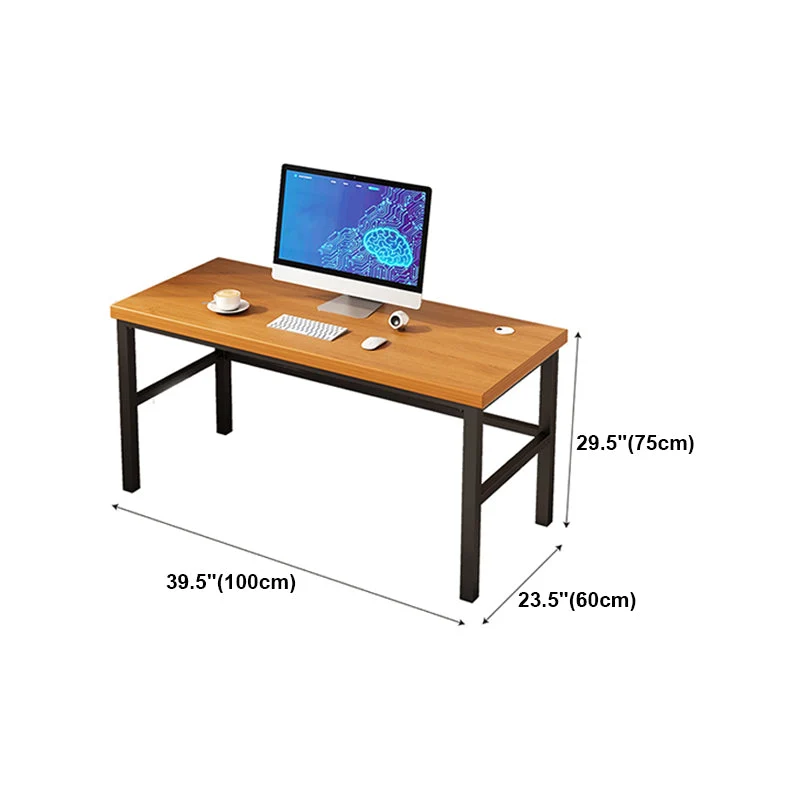 Bureau de style moderne Bureau rectangulaire en bois massif avec base en métal Clearhalo