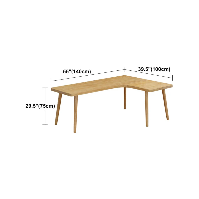 Bureau de style moderne en forme de L en bois massif marron pour la maison Clearhalo
