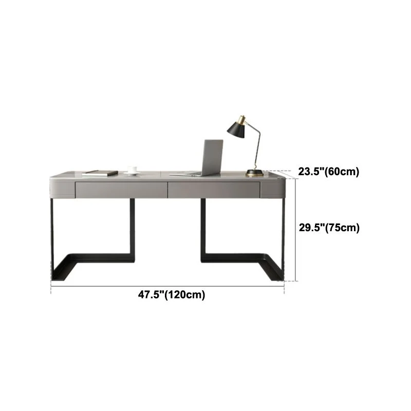 Bureau de style moderne en pierre frittée, 2 tiroirs, pour la maison Clearhalo