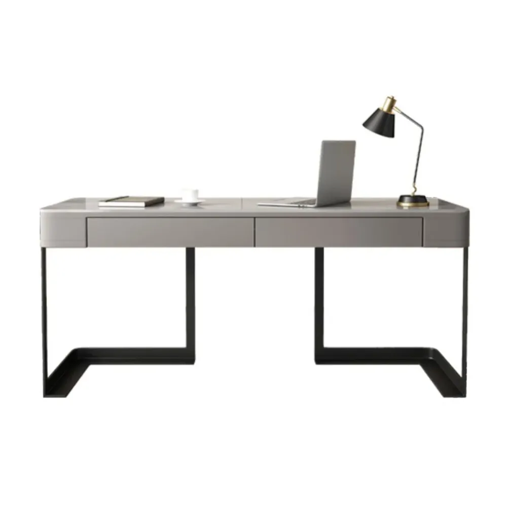 Bureau de style moderne en pierre frittée, 2 tiroirs, pour la maison Clearhalo