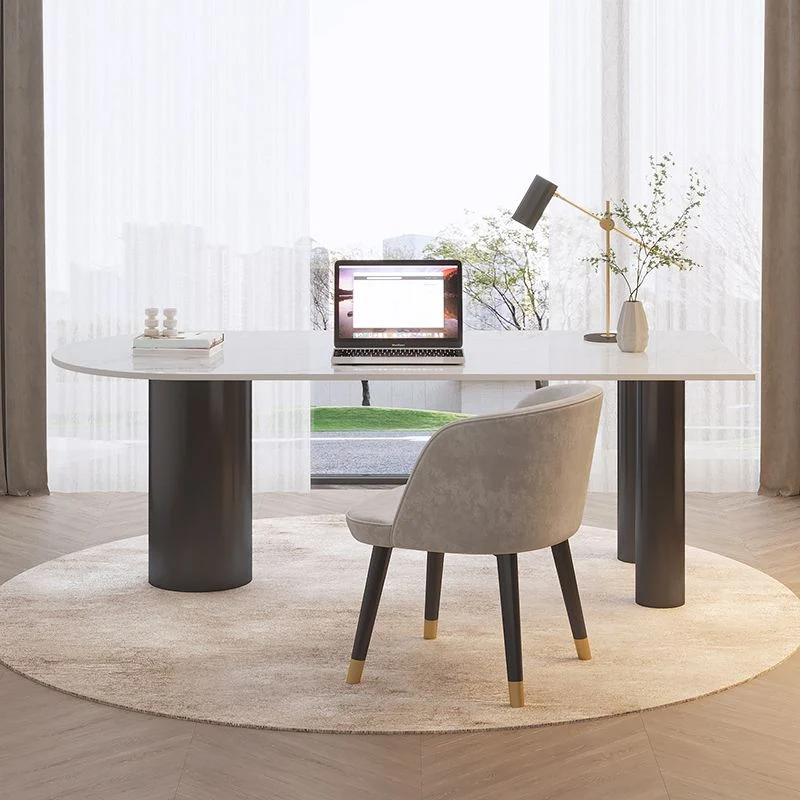 Bureau sur pied moderne avec convertisseur de bureau blanc avec pieds en métal Clearhalo