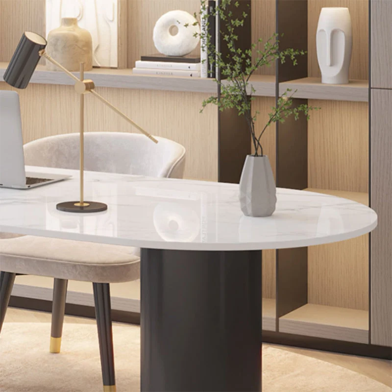 Bureau sur pied moderne avec convertisseur de bureau blanc avec pieds en métal Clearhalo