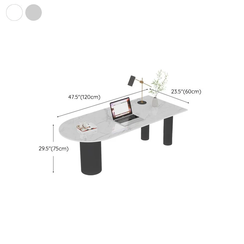 Bureau sur pied moderne avec convertisseur de bureau blanc avec pieds en métal Clearhalo