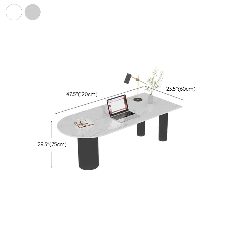 Bureau sur pied moderne avec convertisseur de bureau blanc avec pieds en métal Clearhalo