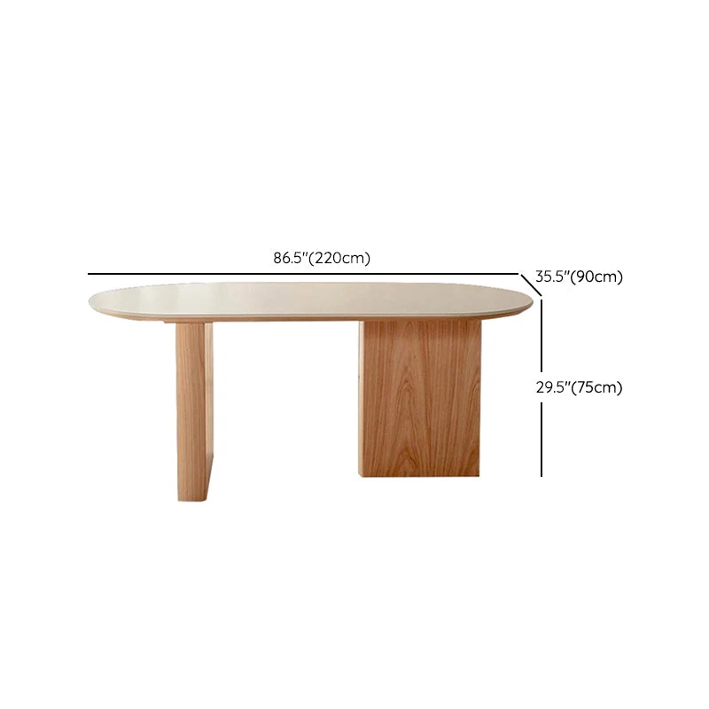 Bureau de travail en bois de bureau de style moderne de forme ovale avec 2 pieds pour la maison Clearhalo