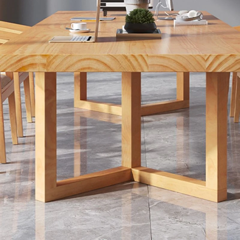 Bureau de travail en bois massif, bureau de forme rectangulaire avec 2 pieds Clearhalo