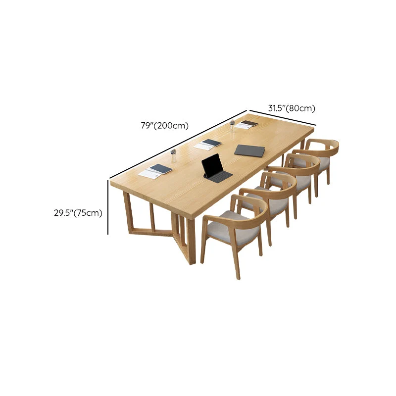 Bureau de travail en bois massif de style moderne, bureaux de forme rectangulaire avec 2 pieds Clearhalo