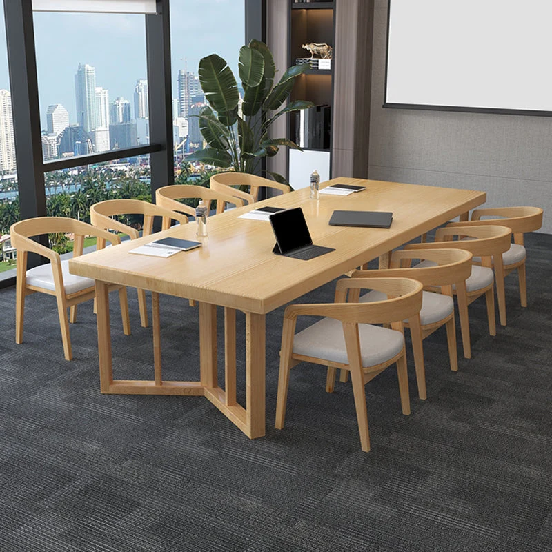 Bureau de travail en bois massif de style moderne, bureaux de forme rectangulaire avec 2 pieds Clearhalo