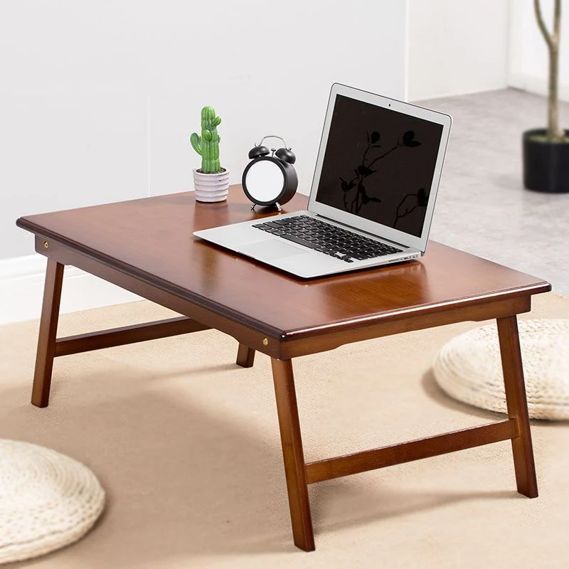 Bureau de travail en bois de style contemporain Bureau de forme rectangulaire en marron/naturel Clearhalo