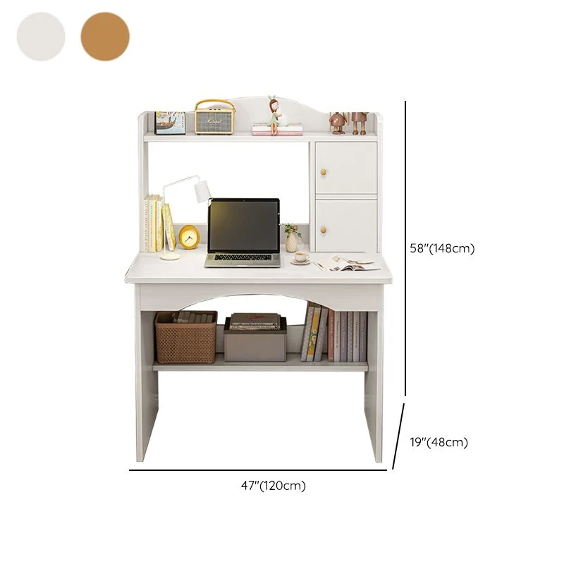 Bureau de travail en bois de style contemporain Bureau de forme rectangulaire en blanc/naturel Clearhalo