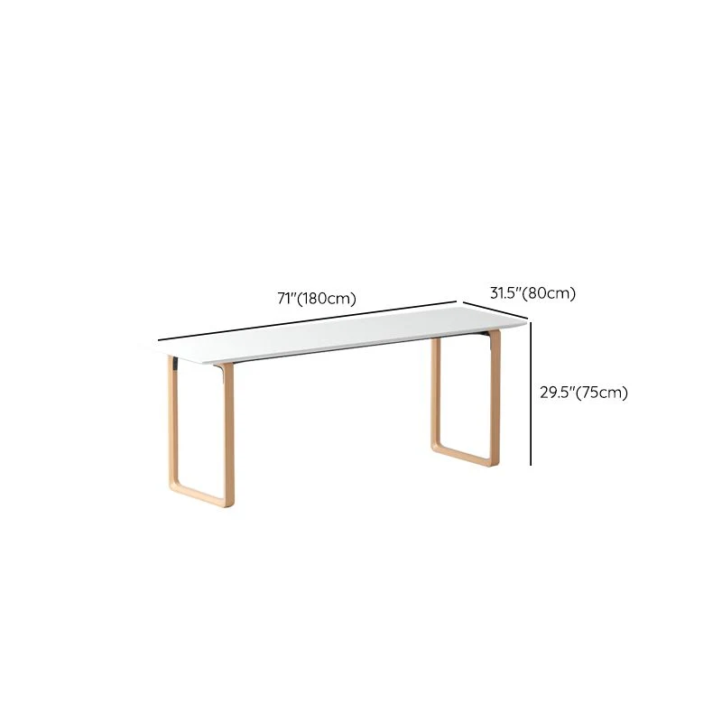Bureau de travail en bois de style contemporain Bureau de forme rectangulaire en blanc et naturel Clearhalo