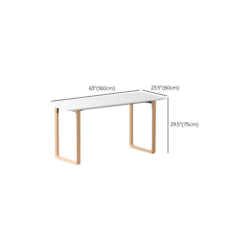 Bureau de travail en bois de style contemporain Bureau de forme rectangulaire en blanc et naturel Clearhalo