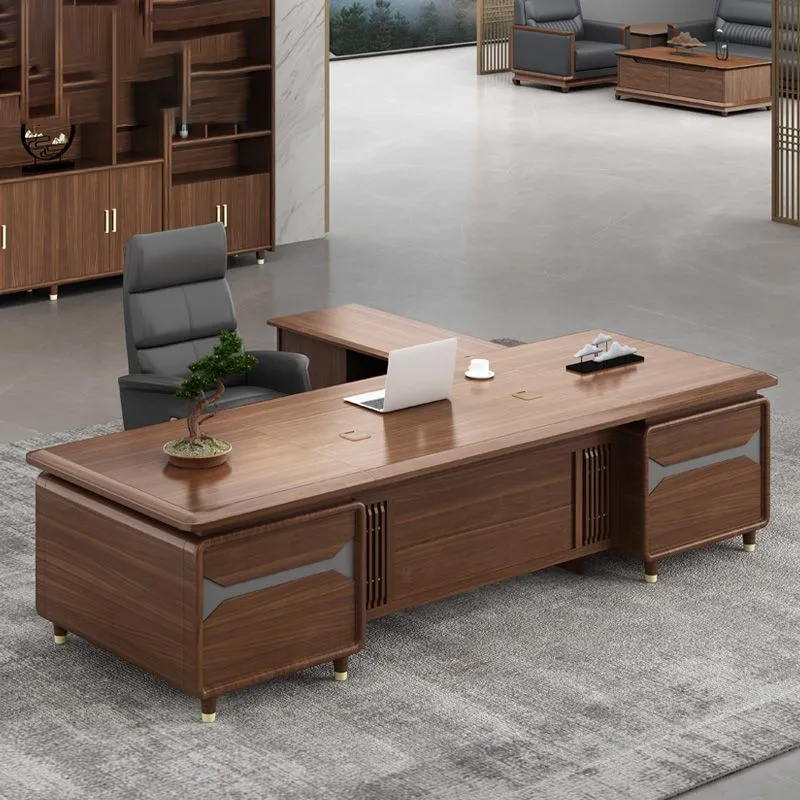 Bureau de travail en bois de style contemporain, bureau de travail de forme rectangulaire pour le bureau Clearhalo