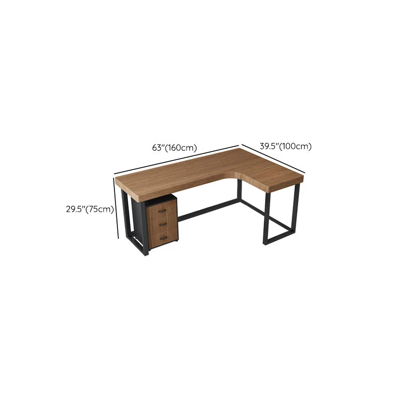 Bureau de travail en bois de style contemporain, bureau de travail en forme de L avec pieds pour la maison Clearhalo