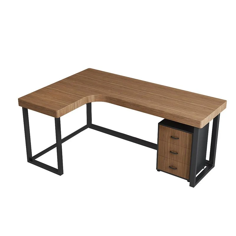 Bureau de travail en bois de style contemporain, bureau de travail en forme de L avec pieds pour la maison Clearhalo