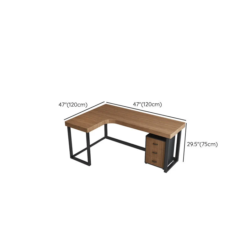 Bureau de travail en bois de style contemporain, bureau de travail en forme de L avec pieds pour la maison Clearhalo