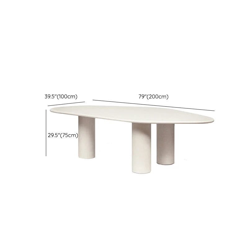 Bureau de travail en bois de style contemporain, bureau de travail de forme irrégulière avec 3 pieds en blanc Clearhalo
