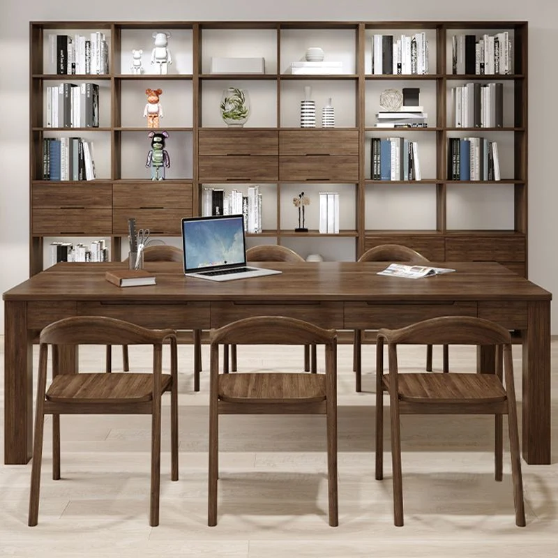 Bureau de travail en bois de style contemporain, bureau de travail de forme rectangulaire avec 4 pieds pour bureau Clearhalo