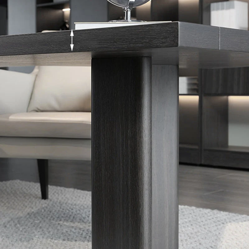 Bureau de travail en bois de style contemporain, forme irrégulière, marron/noir Clearhalo
