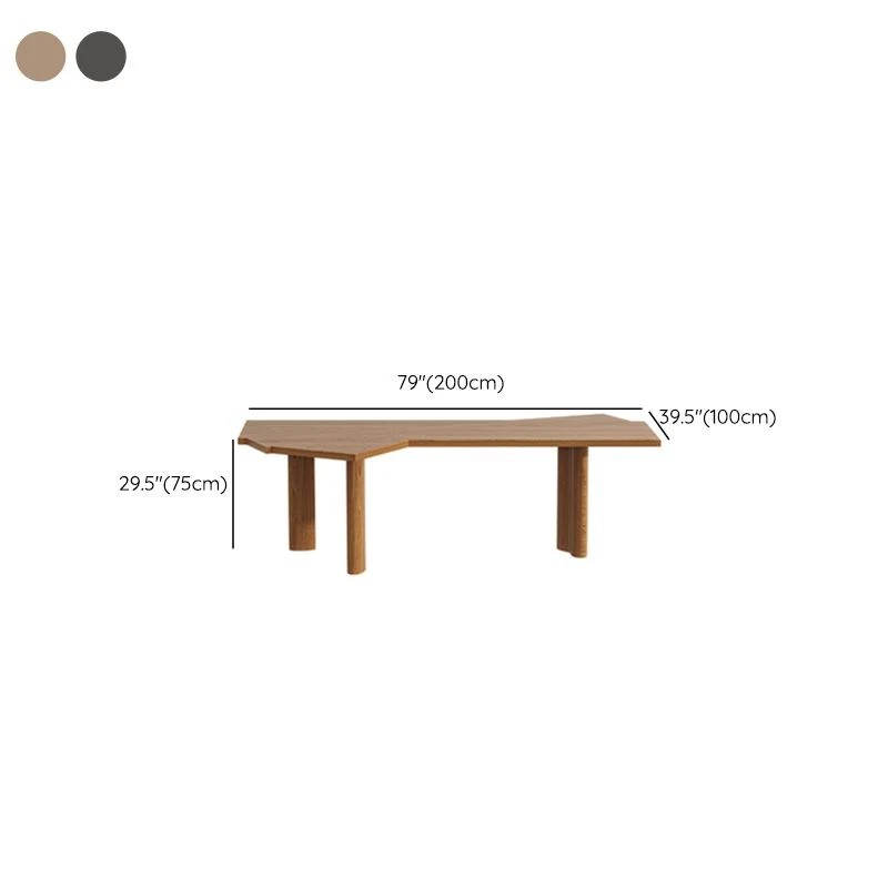 Bureau de travail en bois de style contemporain, forme irrégulière, marron/noir Clearhalo