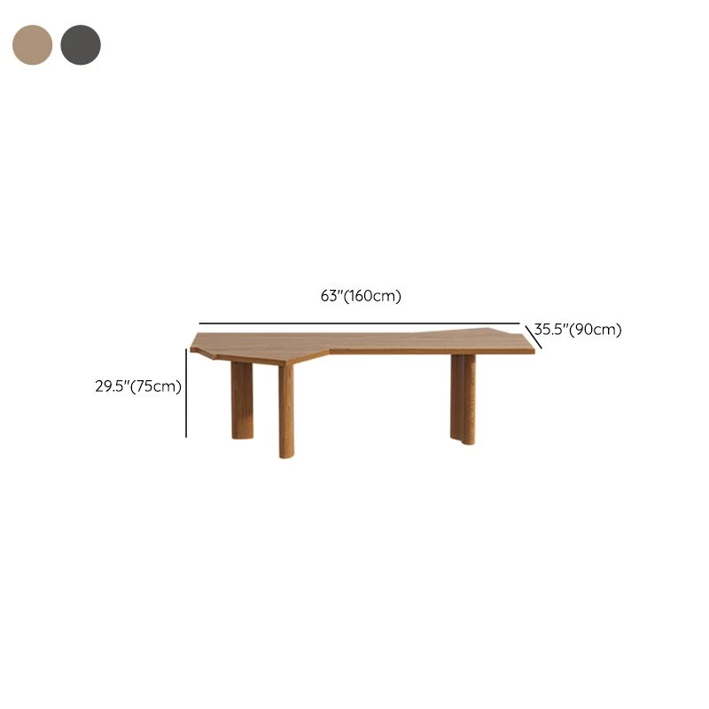 Bureau de travail en bois de style contemporain, forme irrégulière, marron/noir Clearhalo