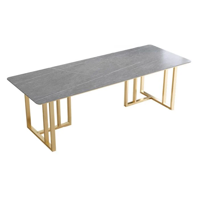 Bureau de travail fixe en pierre agglomérée par table de réunion moderne rectangulaire Clearhalo