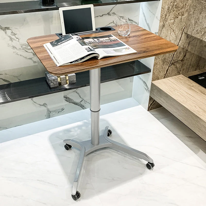 Bureau de travail de forme rectangulaire, bureau d'écriture en bois avec roulettes pour la maison Clearhalo