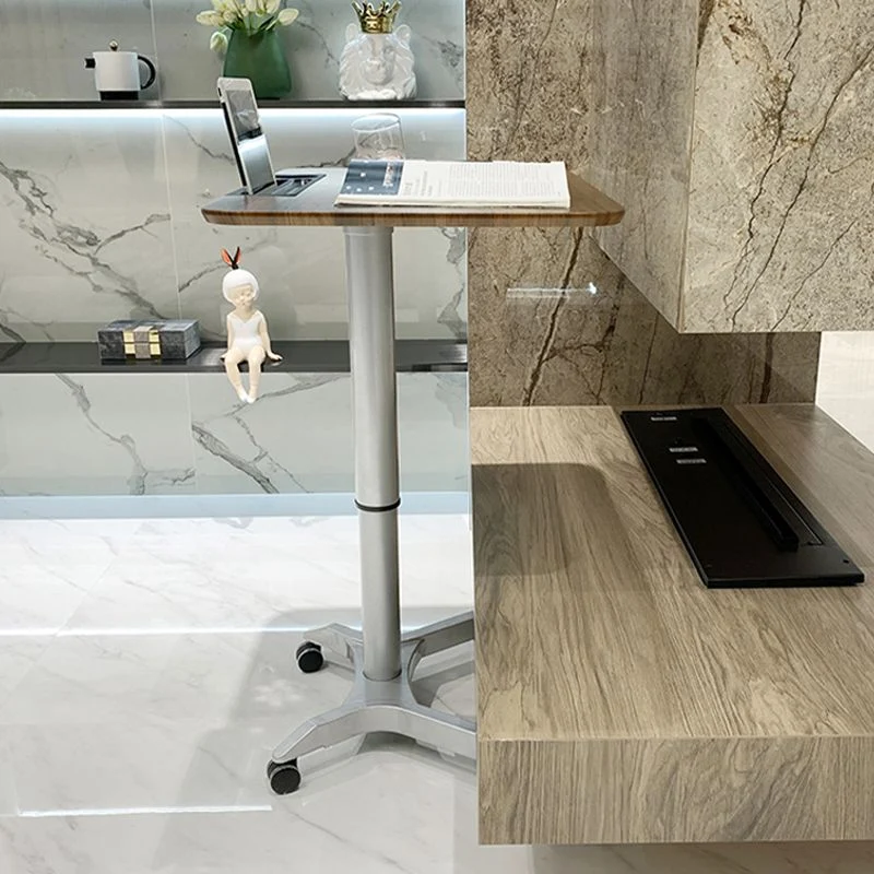 Bureau de travail de forme rectangulaire, bureau d'écriture en bois avec roulettes pour la maison Clearhalo