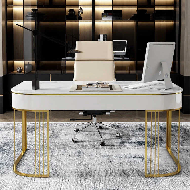 Bureau de travail de forme rectangulaire de style de luxe de table d'écriture de chambre à coucher Clearhalo