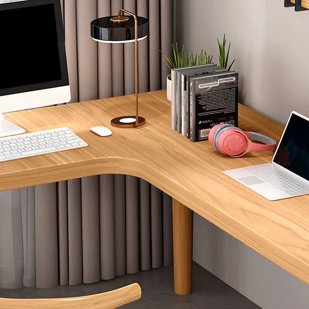 Bureau de travail en forme de L de style contemporain, bureau d'écriture simple en bois massif Clearhalo