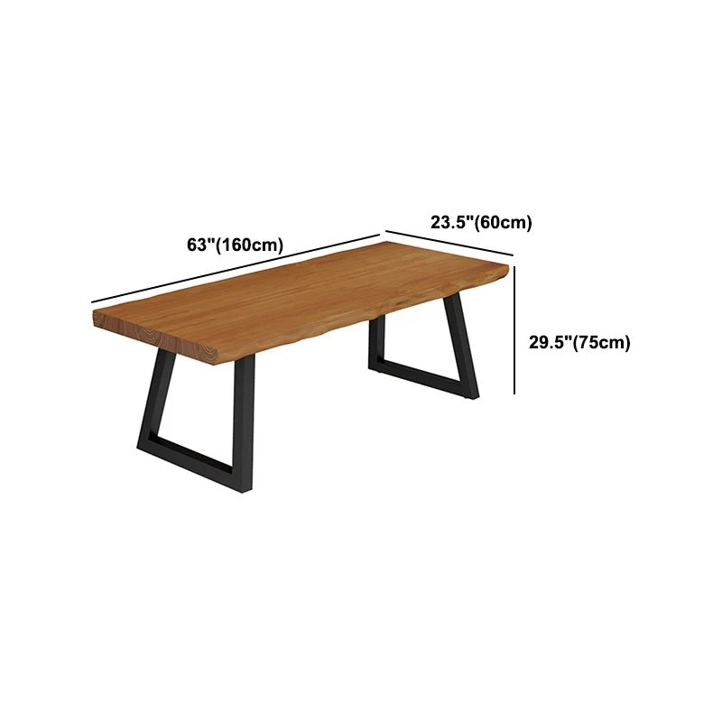 Bureau de travail industriel en bois massif de table de bureau de forme rectangulaire Clearhalo