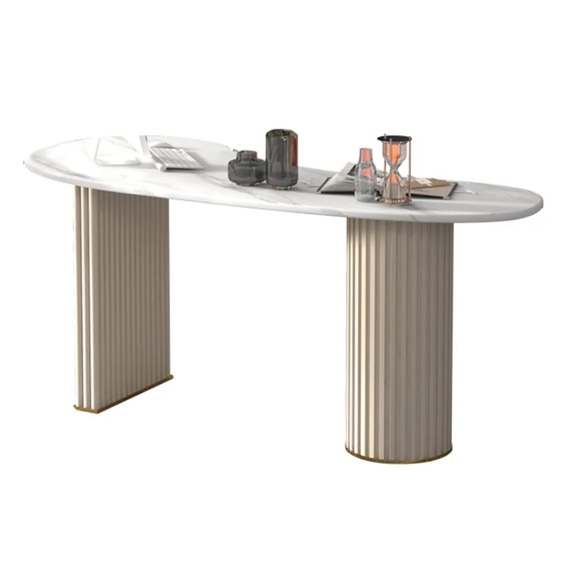 Bureau de travail moderne en ardoise blanche, bureau de travail de forme libre pour la maison Clearhalo