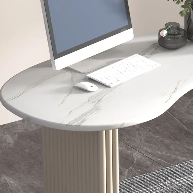 Bureau de travail moderne en ardoise blanche, bureau de travail de forme libre pour la maison Clearhalo