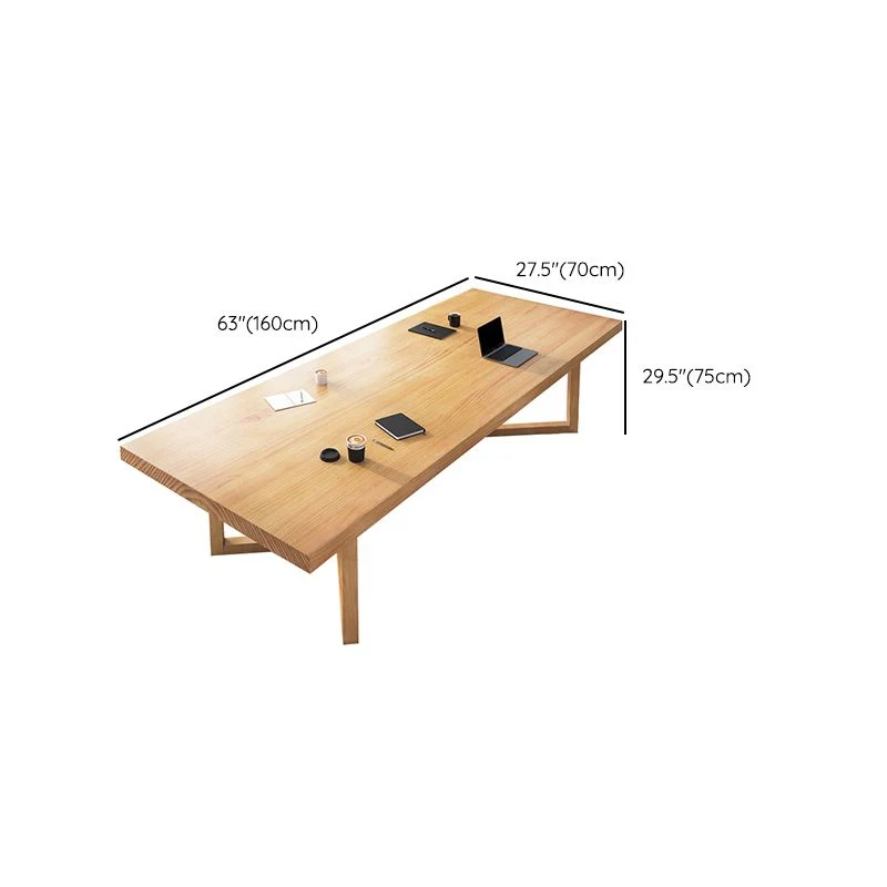 Bureau de travail moderne en bois massif, bureau de forme rectangulaire avec pieds Clearhalo