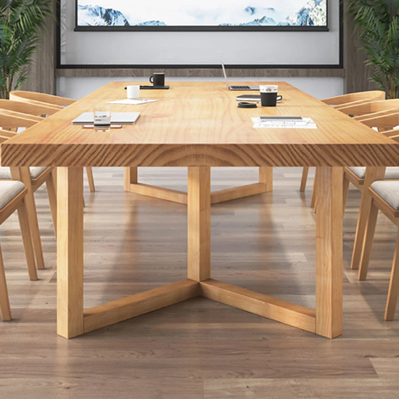 Bureau de travail moderne en bois massif, bureau de forme rectangulaire avec pieds Clearhalo