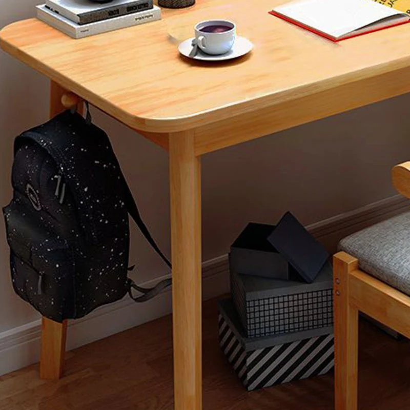 Bureau de travail moderne en bois massif, bureau d'écriture de forme rectangulaire avec 4 pieds pour la maison Clearhalo