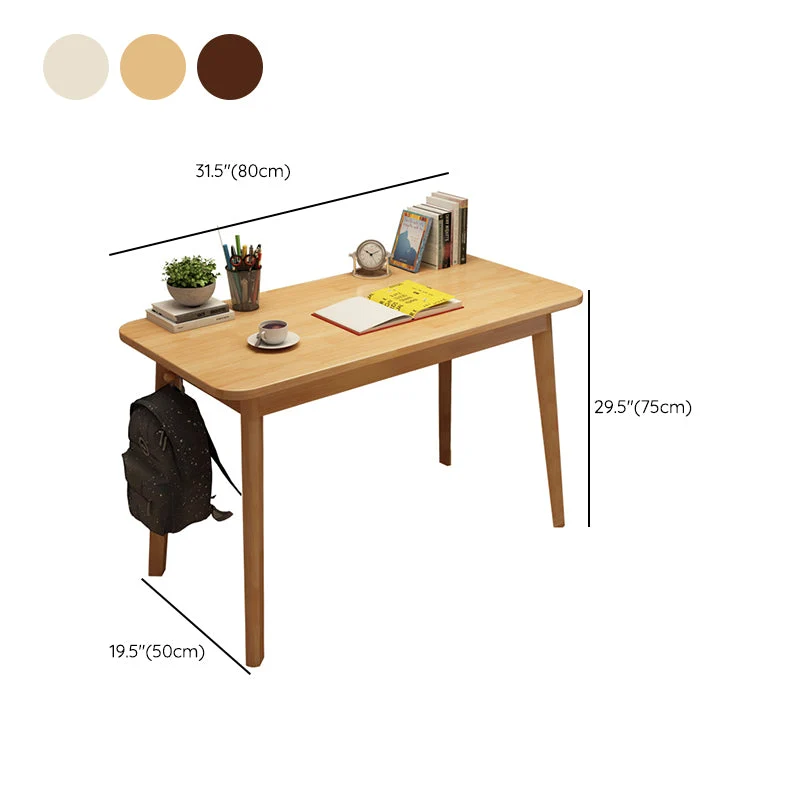 Bureau de travail moderne en bois massif, bureau d'écriture de forme rectangulaire avec 4 pieds pour la maison Clearhalo