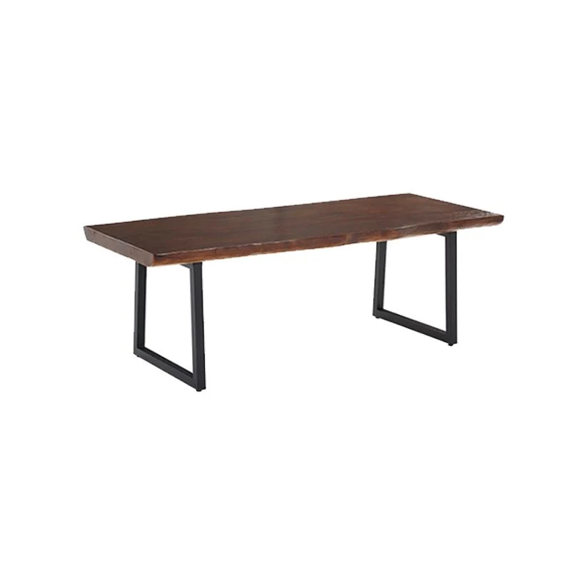Bureau de travail moderne en bois massif, bureaux de travail de forme irrégulière avec 2 pieds pour le bureau Clearhalo