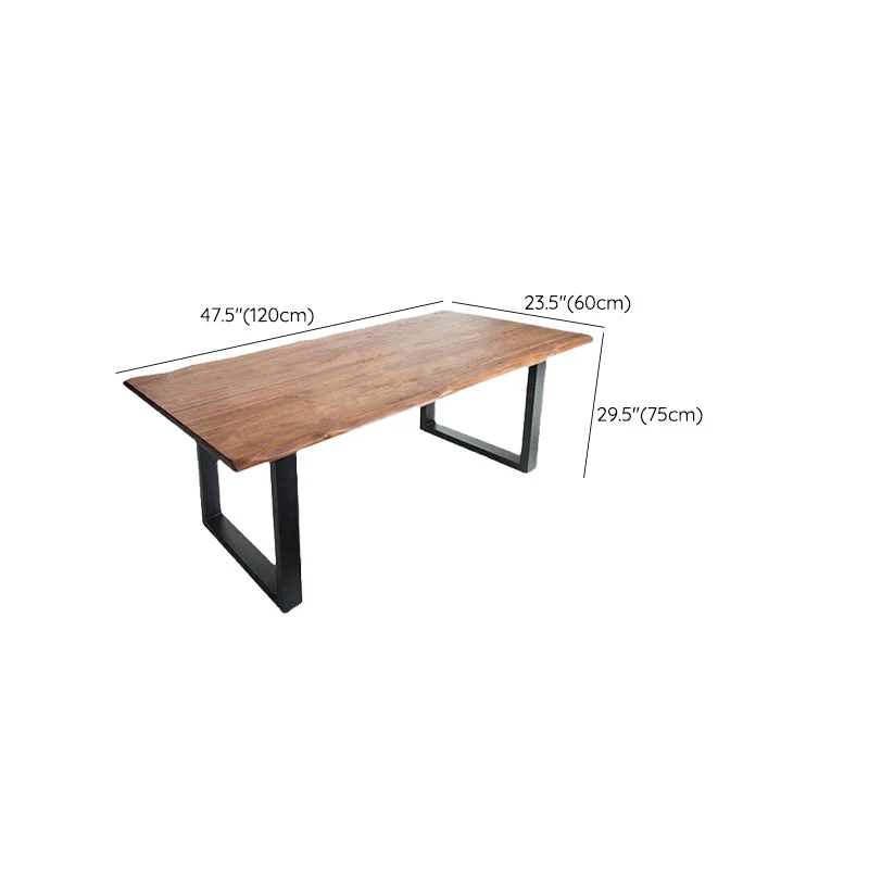 Bureau de travail moderne en bois massif de forme irrégulière avec 2 pieds en marron Clearhalo